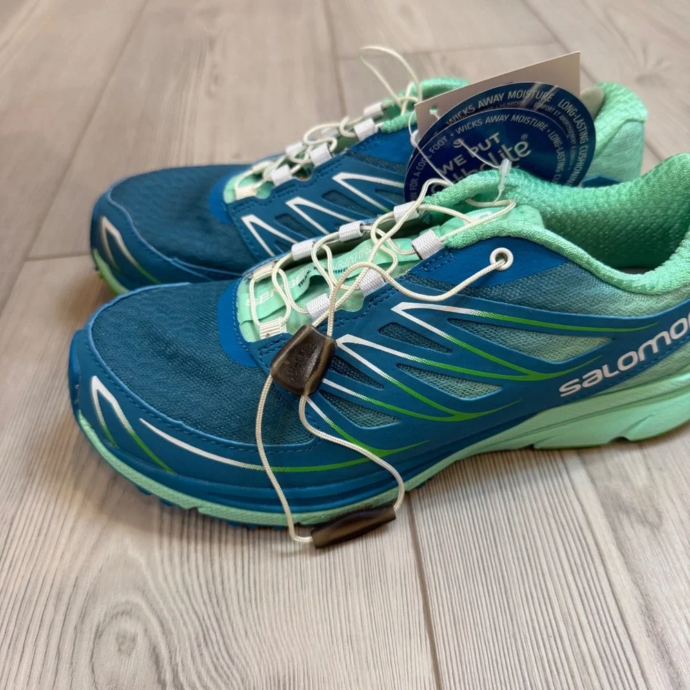 Salomon Sense Mantra 3 W Fog Blue Green Trail Running Shoes 381582 Womens 6 NEW